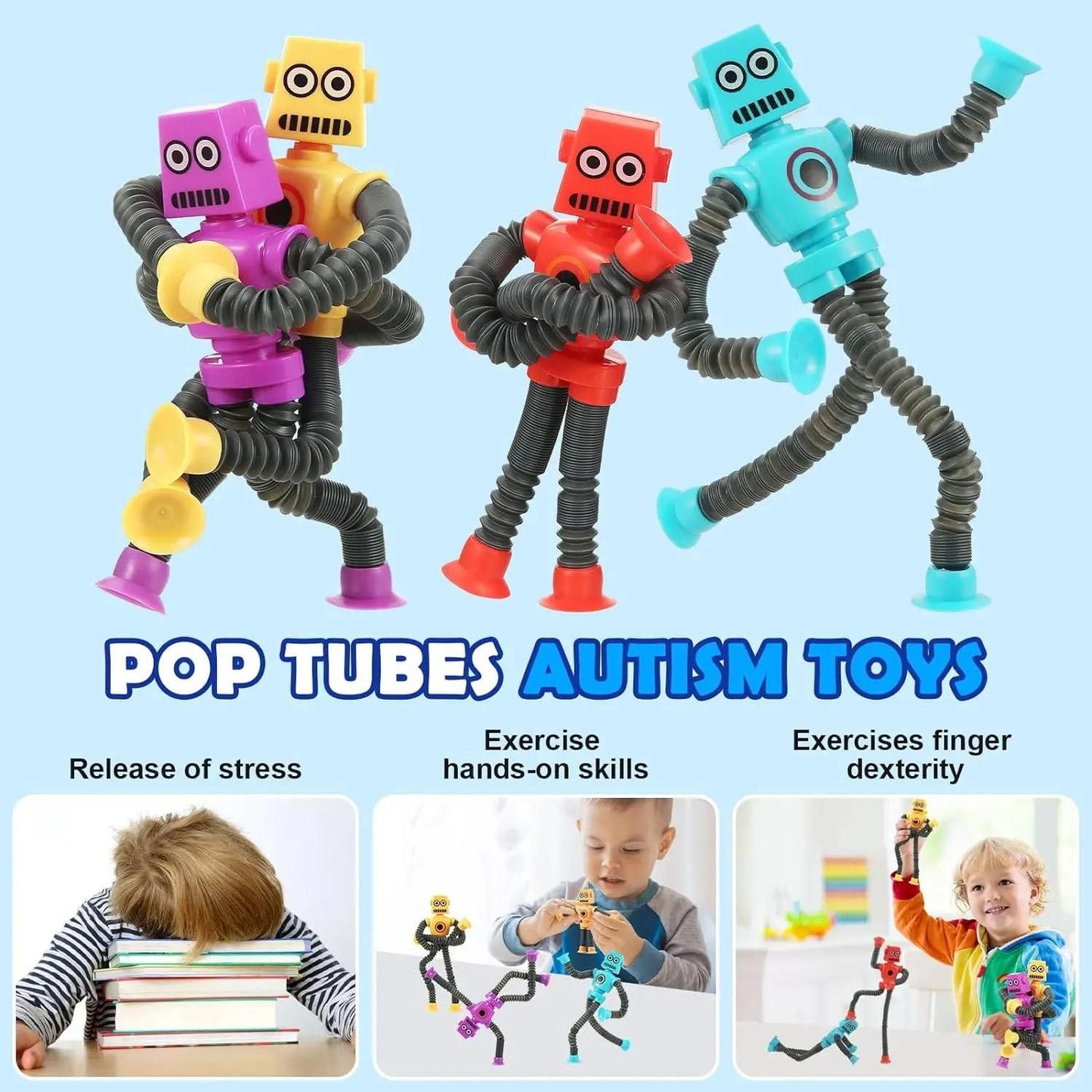 Children Suction Cup Toys Pop Tubes Telescopic Sensory Toy Toys & Games