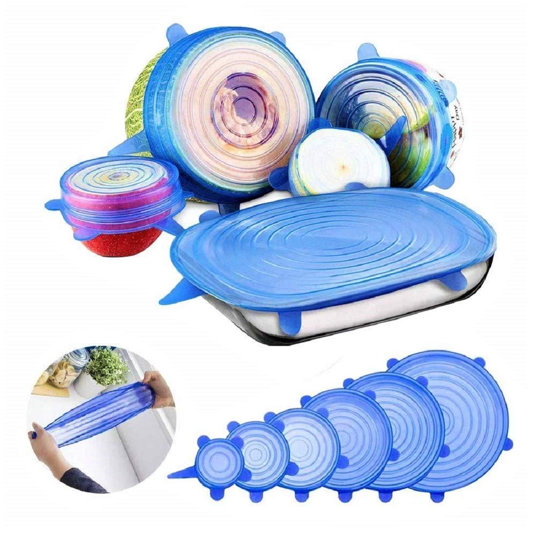 Silicone Stretch Lids Reuseable Microwave Safe Flexible Covers (Set Of 6) (Loose Pack) Food Containers Covers