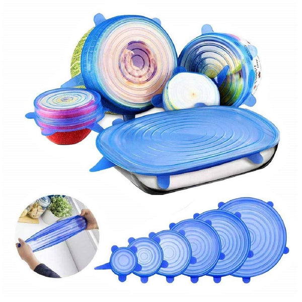 Silicone Stretch Lids Reuseable Microwave Safe Flexible Covers (Set Of 6) Home & Kitchen
