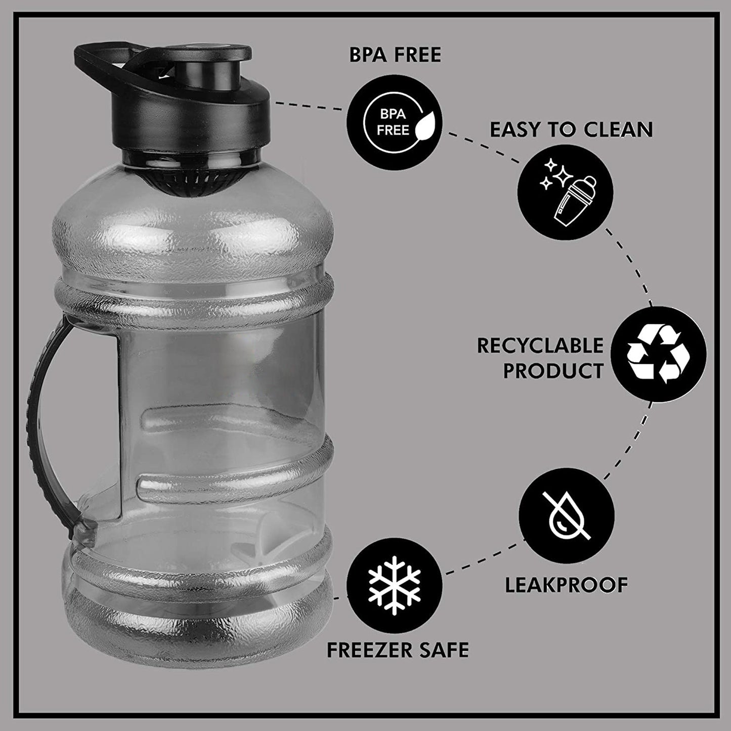 Sports Gym 1.5 Liters Gallon Water Bottle With Mixer And Strainer Water Bottles