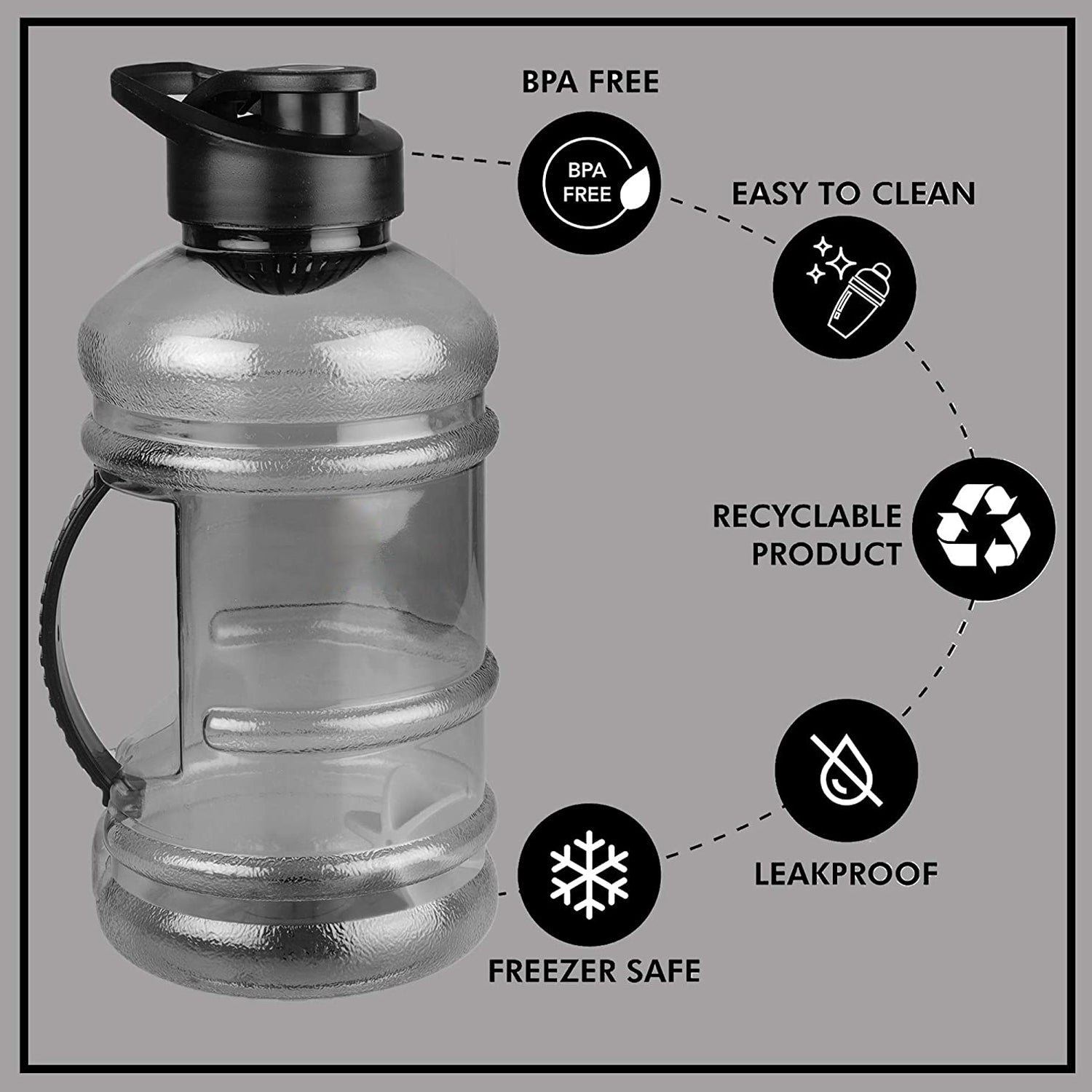 Sports Gym 1.5 Liters Gallon Water Bottle With Mixer And Strainer Water Bottles