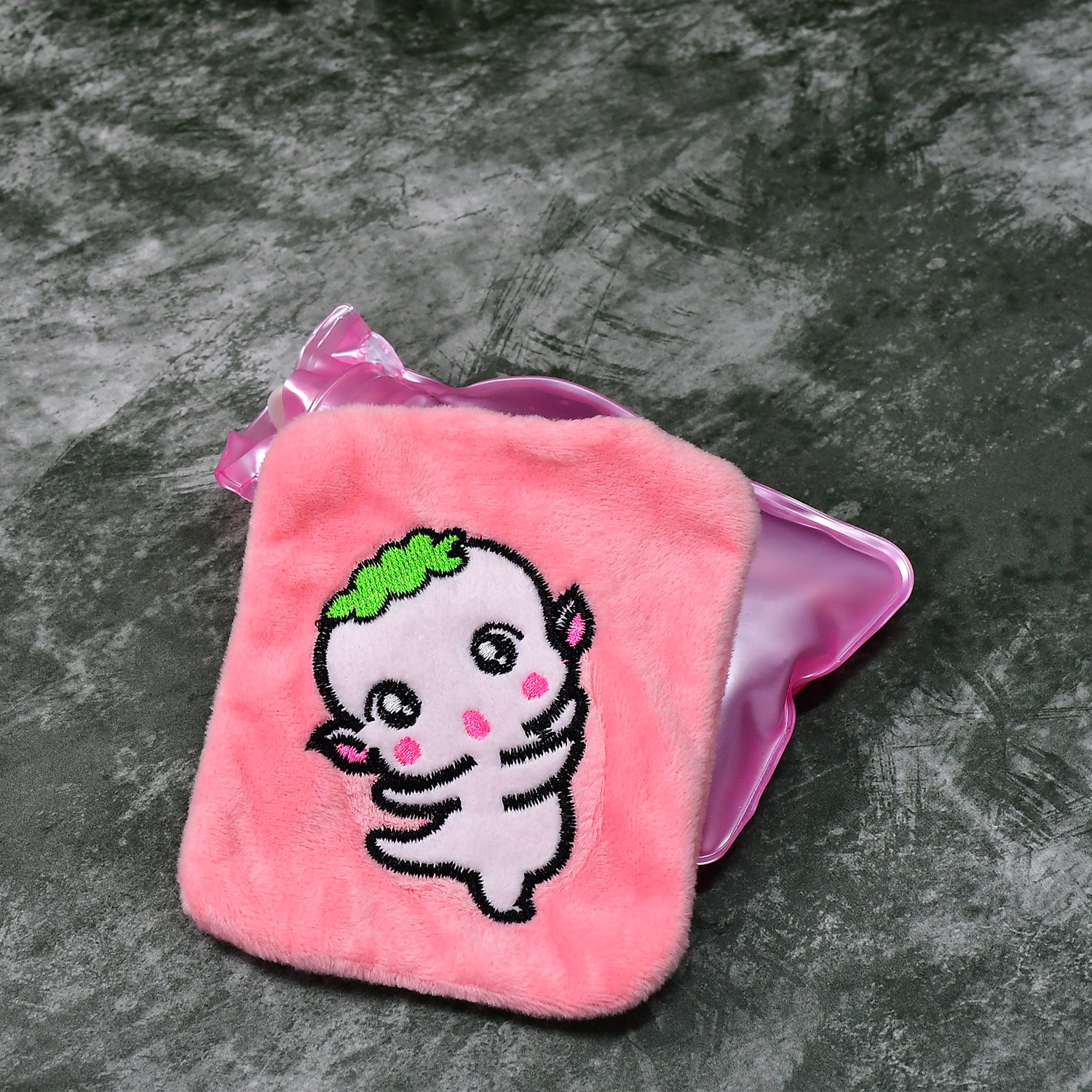 Pink Cartoon Small Hot Water Bag With Cover For Pain Relief Health and Beauty