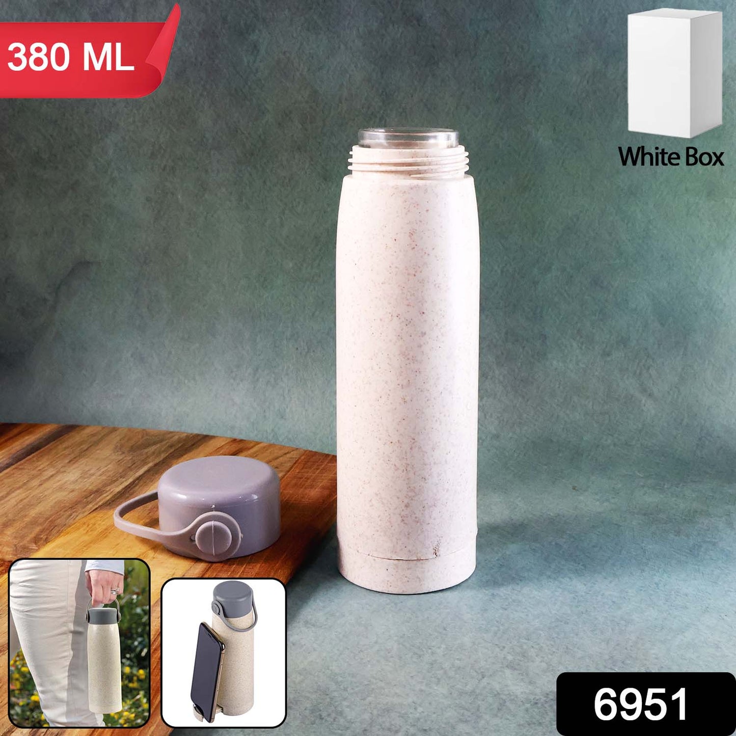High Portable Water Bottle Creative Wheat Fragrance Glass Bottle Water With Mobile Phone Holder Wide Mouth Glass Water 380ml (Moq - 80 Pc) Water Bottles