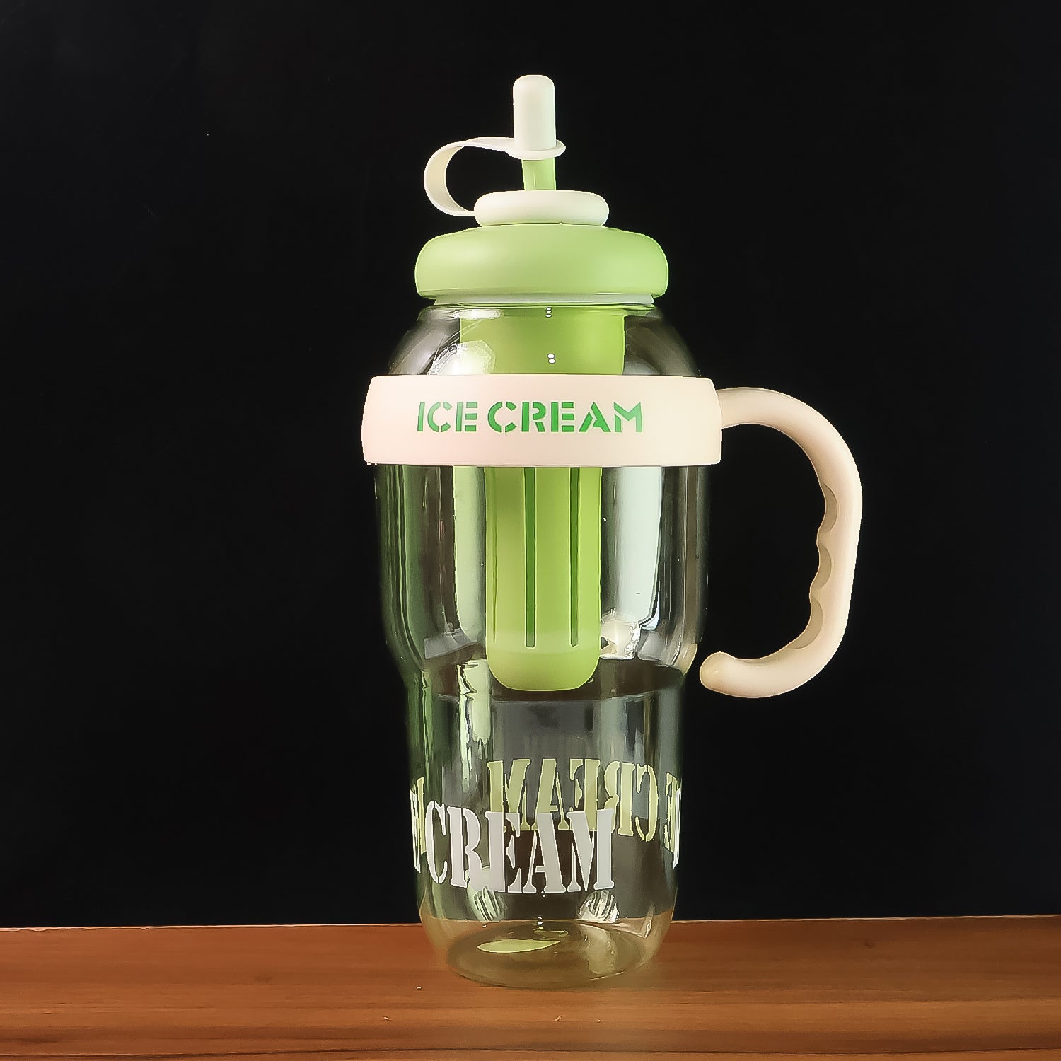 Cute Ice Cream Themed Water Bottle With Handle Straw Fruit Infuser - 1300ml Large Water Bottles