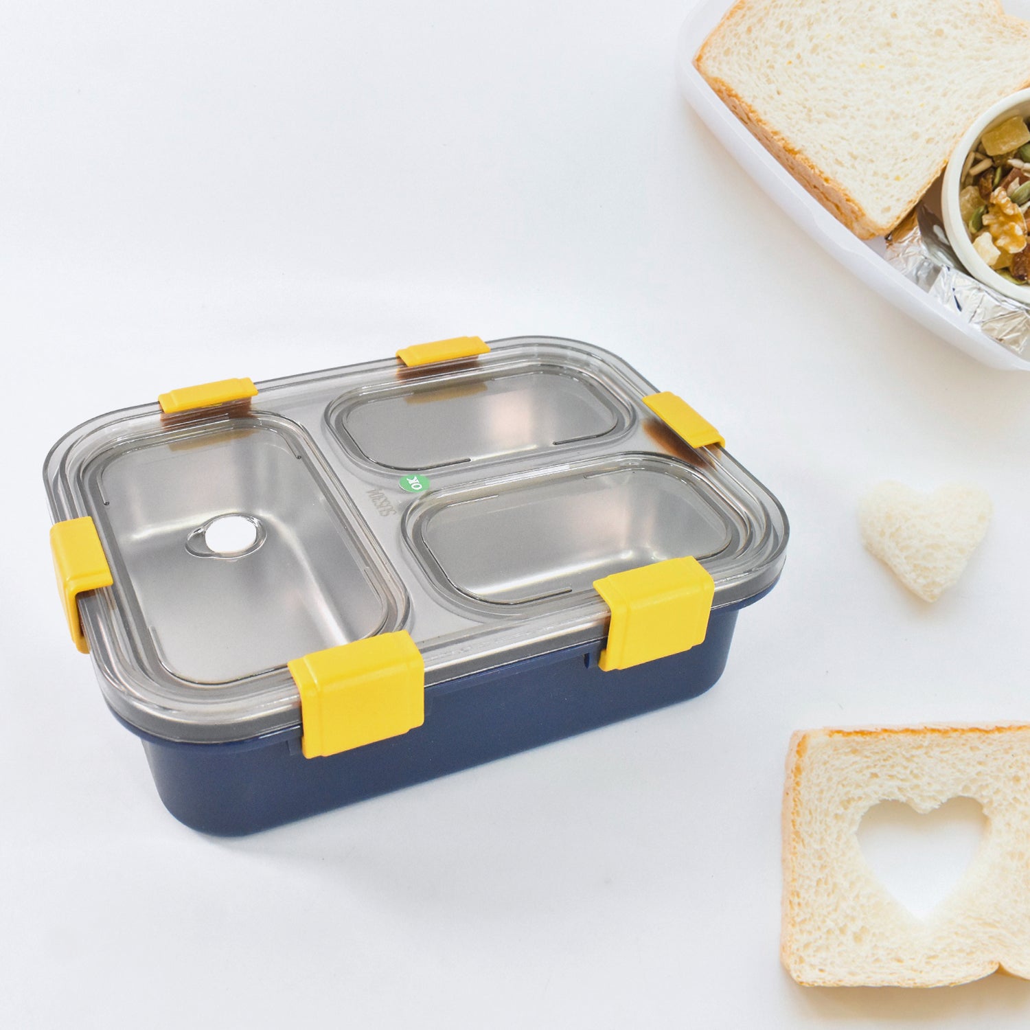3 Compartment Transparent Stainless Steel Lunch Box For Kids Kitchen & Dining > Kitchen Storage & Organization > Lunch Boxes