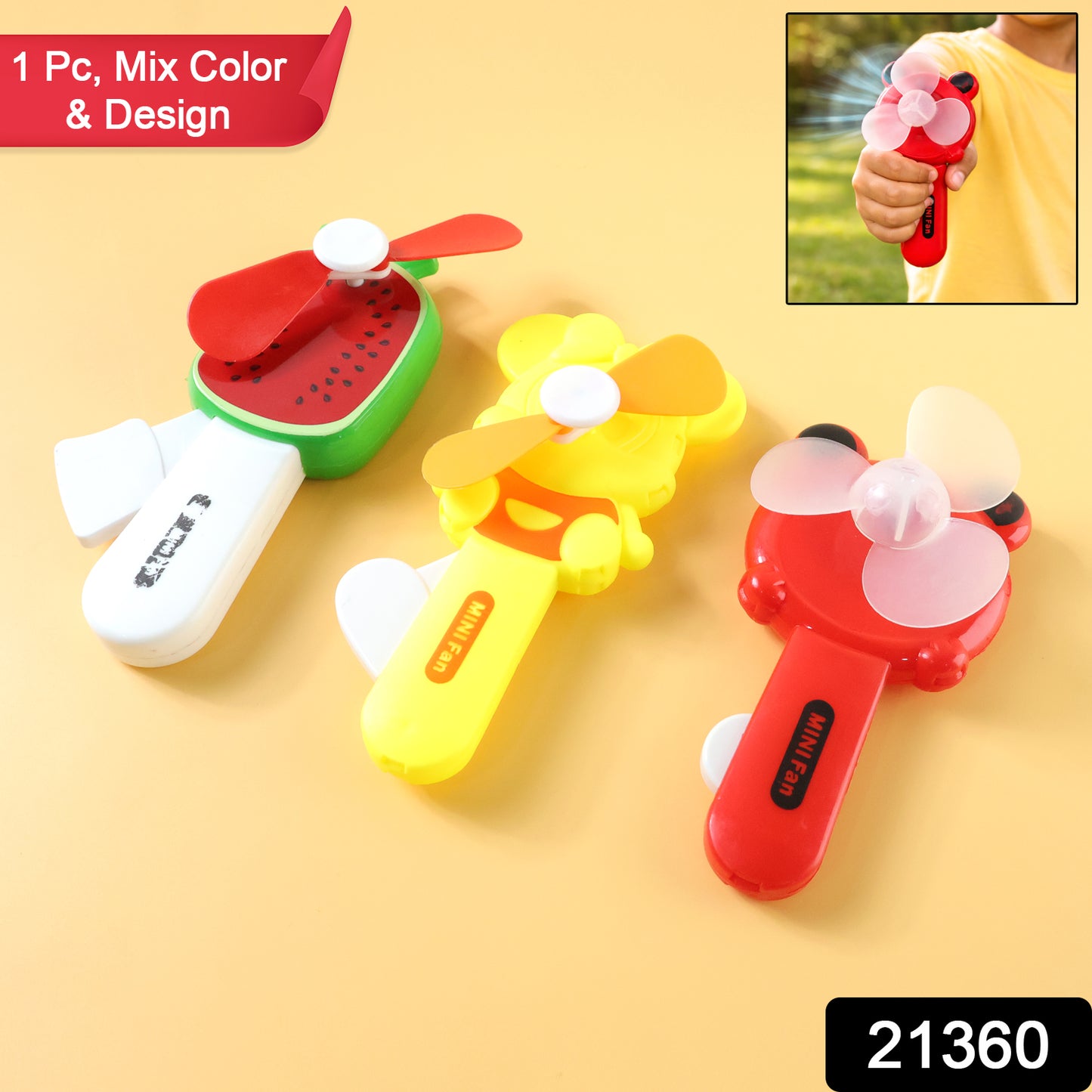Hand Press Mini Portable Fan Toy (1 Pc Mix Color Design) Toys & Games