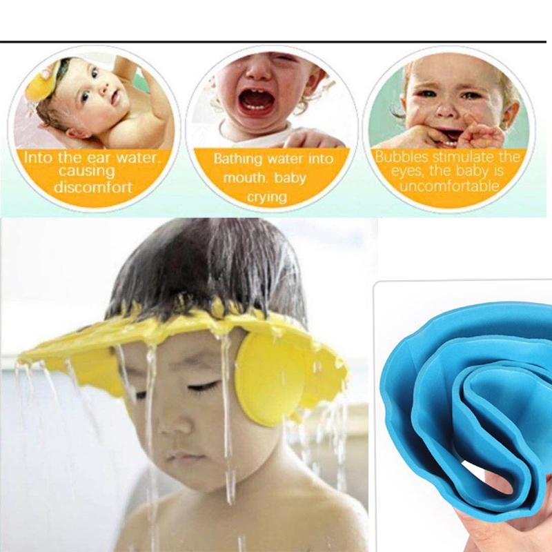 Adjustable Safe Soft Baby Shower Cap - Shampoo Shield for Kids Baby Care