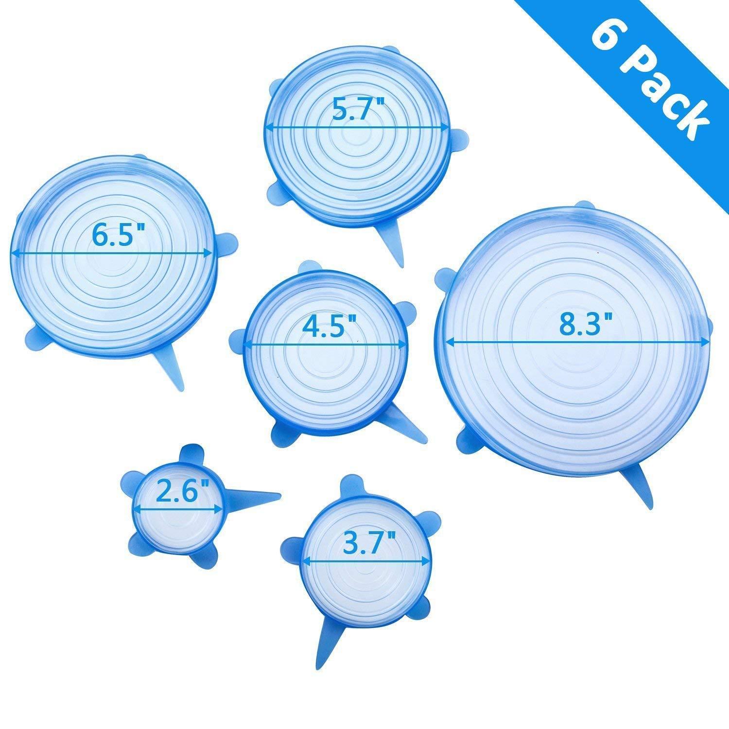 Silicone Stretch Lids Reuseable Microwave Safe Flexible Covers (Set Of 6) (Loose Pack) Food Containers Covers