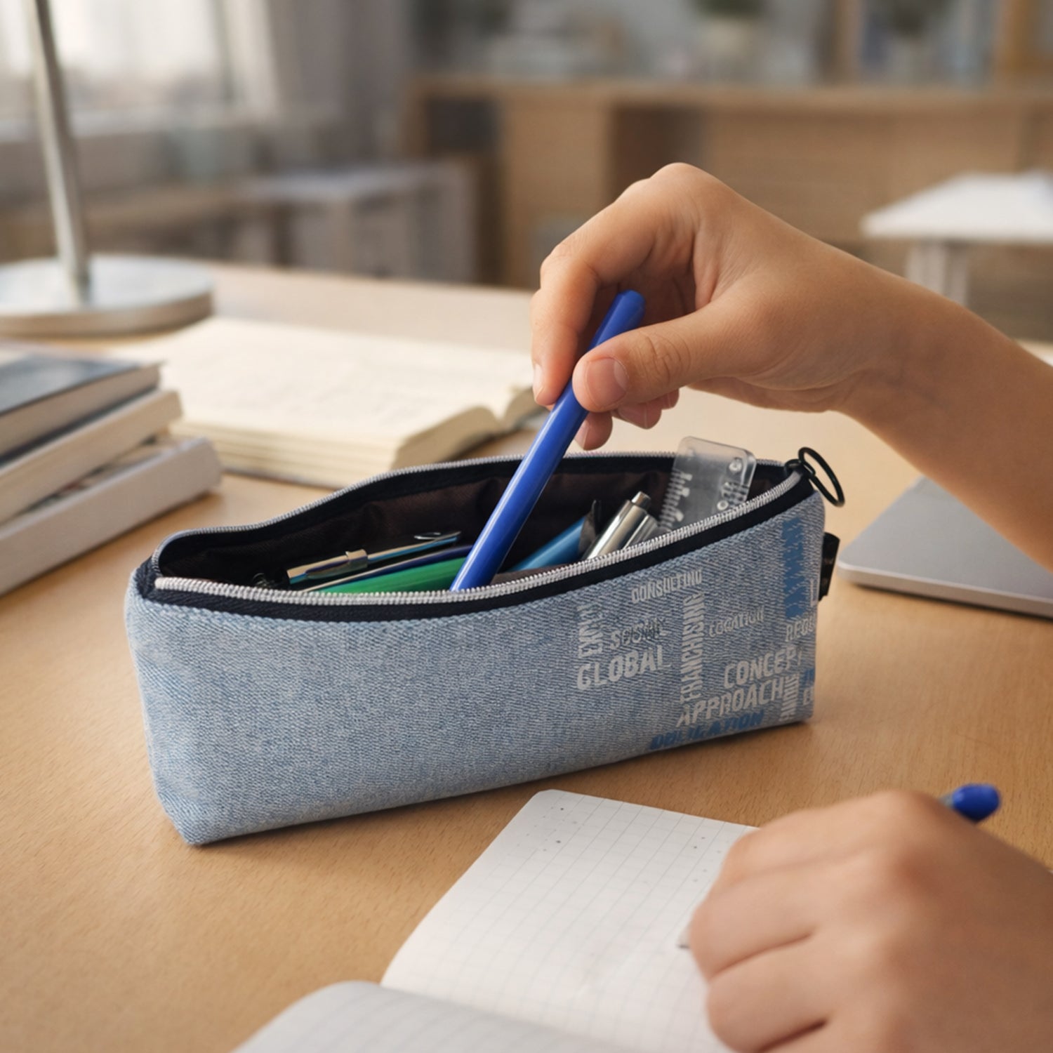 Stylish Fabric Zipper Pencil Pouch (1 Pc) Office Supplies > Desk Accessories > Pencil Cases