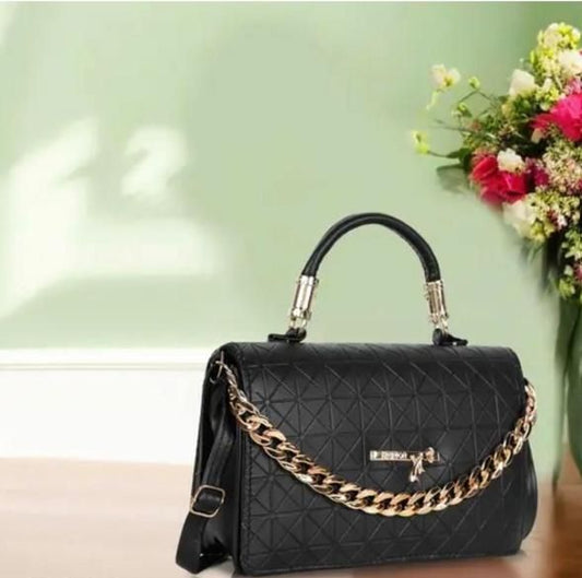 Black Quilted Style Fancy Sling Bag for Women Handbags