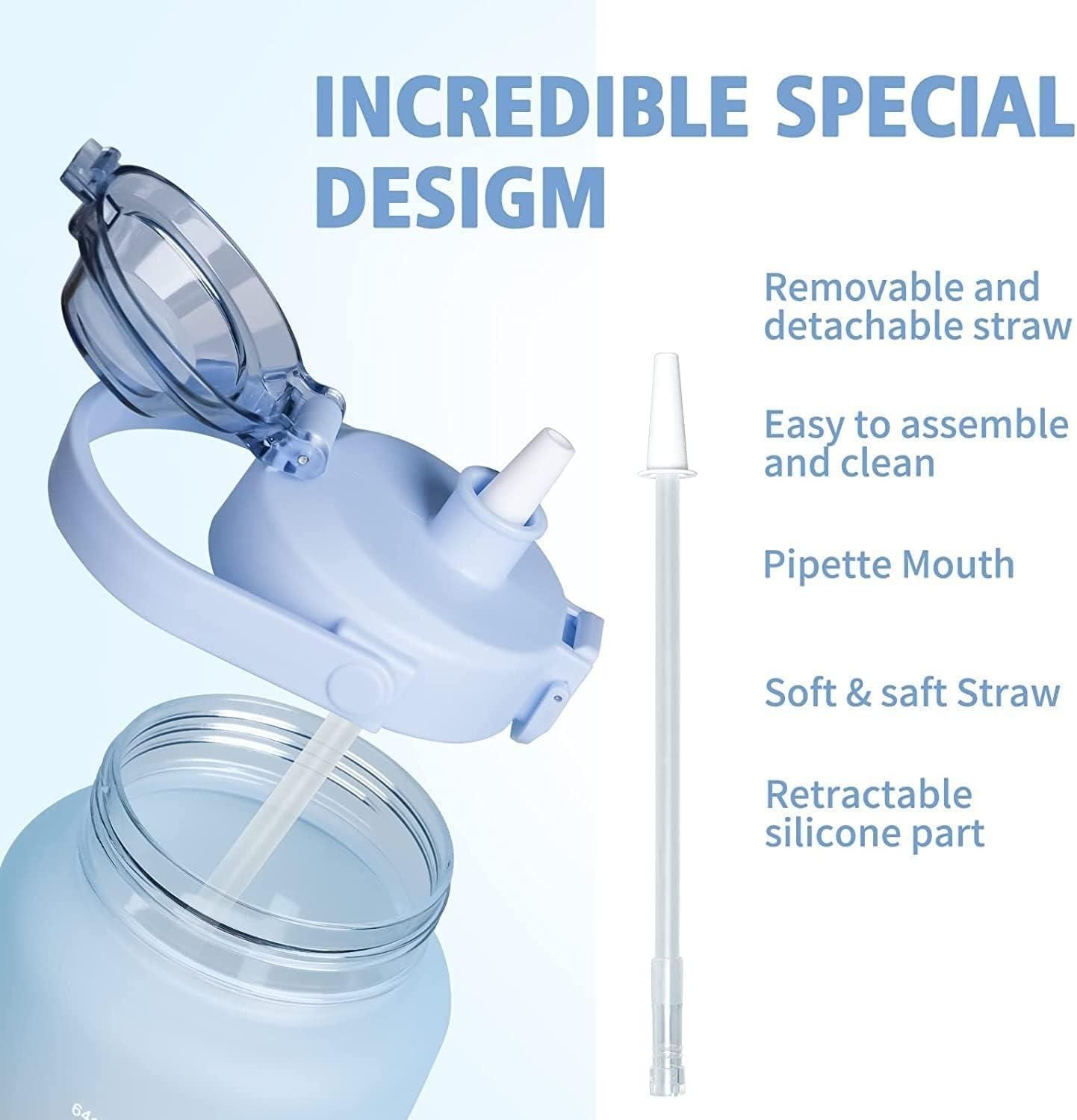 Unbreakable Water Bottle for Home with Motivational Time Marker Water Bottles