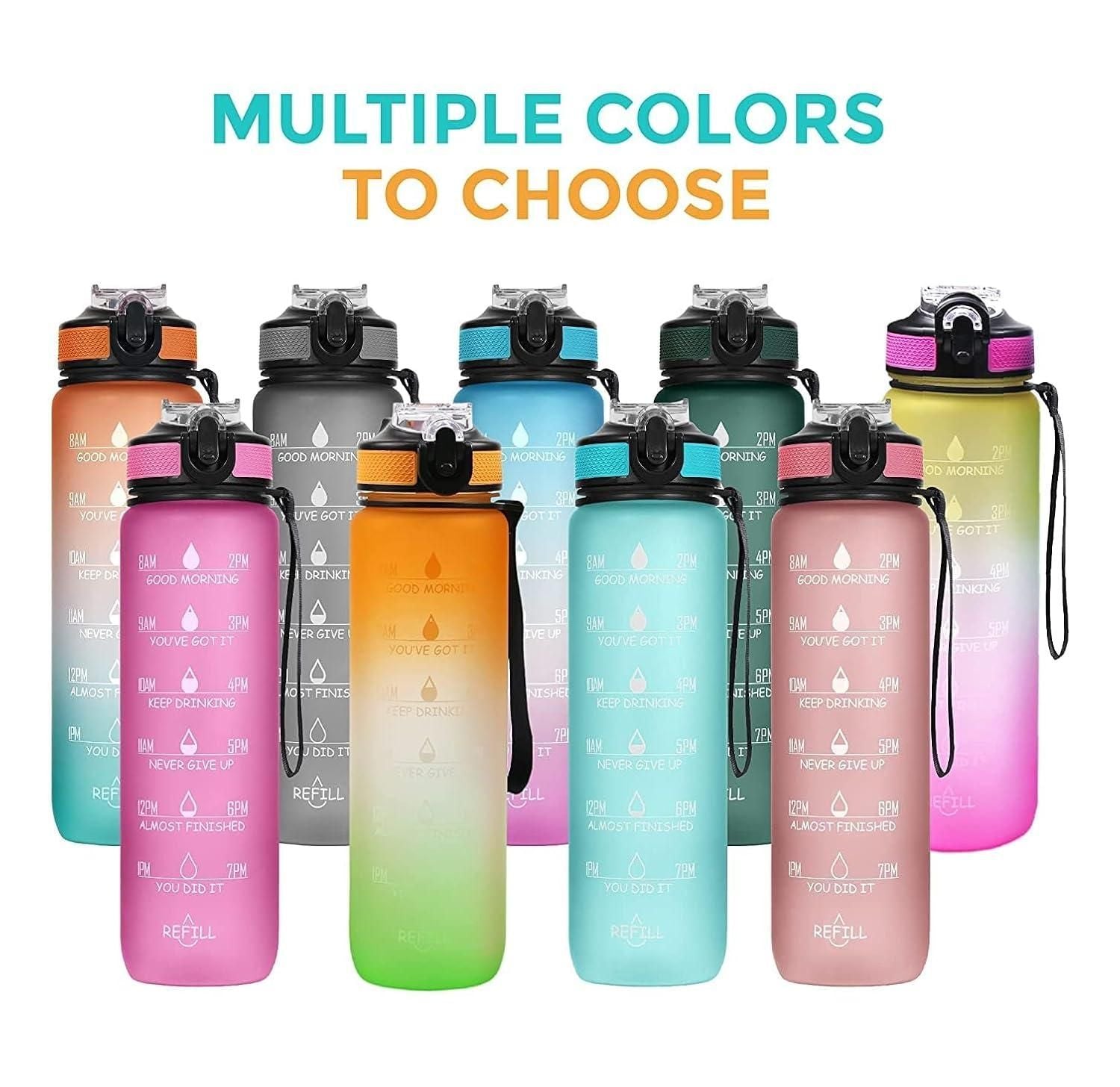 Unbreakable Water Bottle for Home with Motivational Time Marker Water Bottles