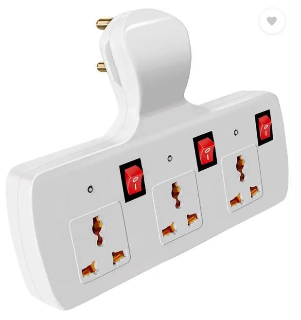 3 Pin Multi Plug Point Cordless Wall Socket Extension Board Electronics