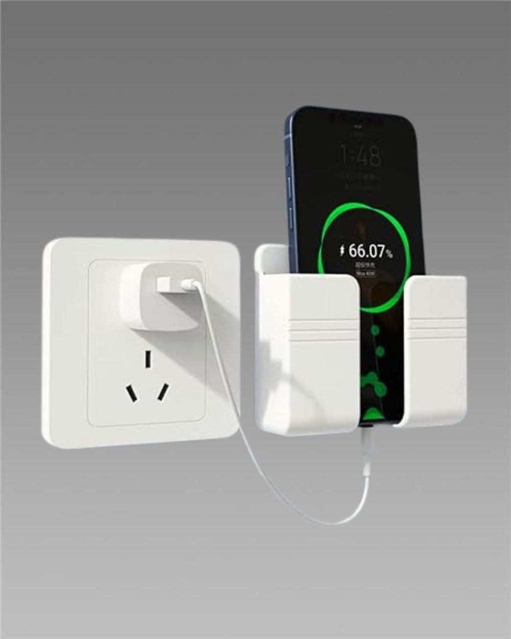 Wall Mounted Mobile Holder With Adhesive Strips& Charging Holder Home Organization