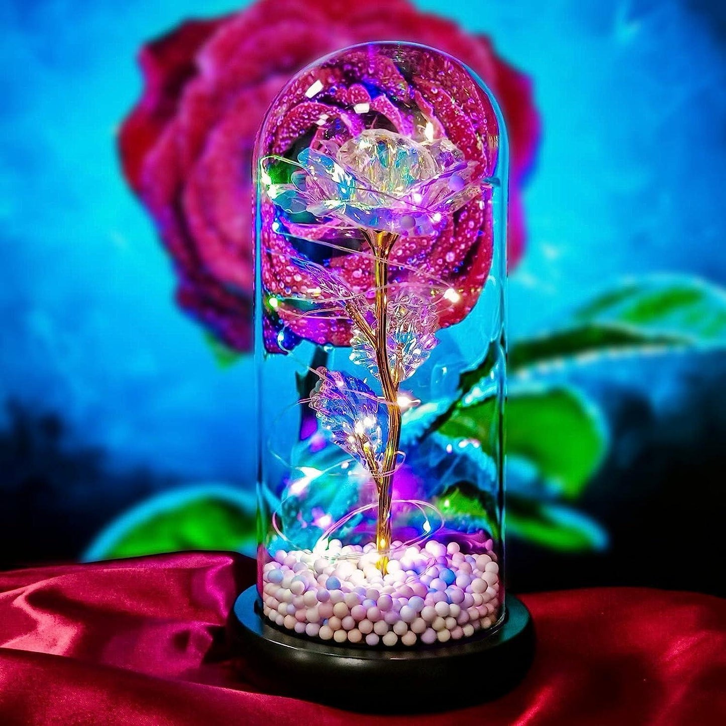 Rose Light Up Flower | LED Glass Rose with Lights Valentine's Day Gift Home Decor