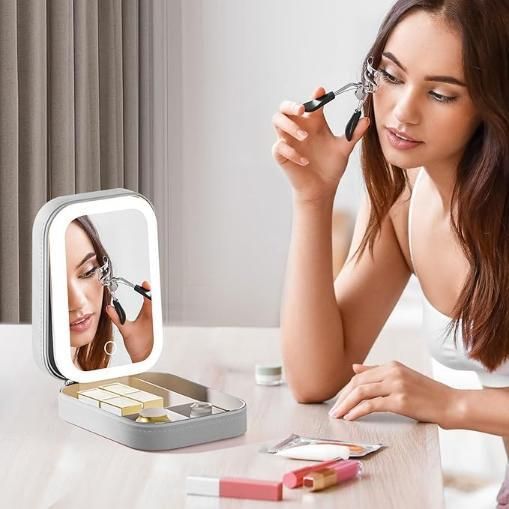 White Jewelry Box with LED Mirror Jewelry Box