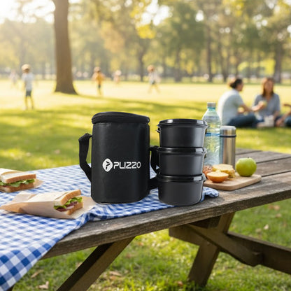 Insulated Stainless Steel Tiffin Lunch Box Set With Carry Bag (1 Set) Lunch Box