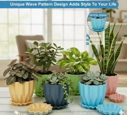 Cammy Plastic Star Flowerpots with Tray Multicolor Set of 5 Piece Garden & Outdoor