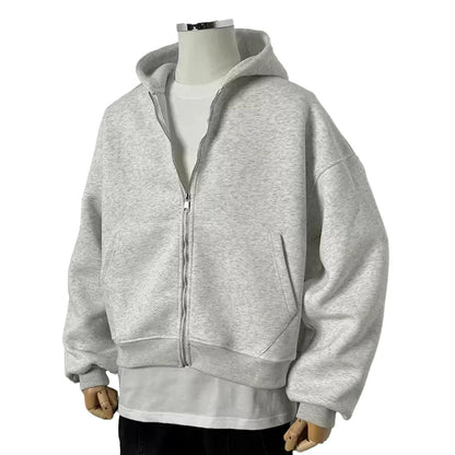 Men’s Solid Zip Up Hoodie | Fleece Hooded Sweatshirt Men's Clothing