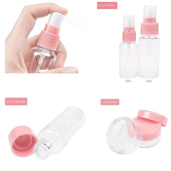 Portable Travel Cosmetics Bottles Plastic Pressing Spray Bottle for Makeup (Pack of 7) Bathroom Accessories