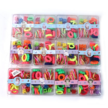 Kids Hair Bands Rubber Bands Cute Hair Clips In Storage Box (Mix Design 1 Set) Hair Accessories