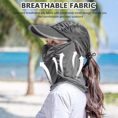 Sun Cap with Detachable Cotton Face Cover For Women Apparel & Accessories