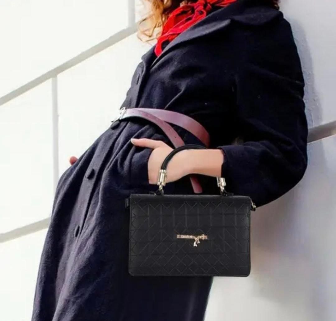 Black Quilted Style Fancy Sling Bag for Women Handbags