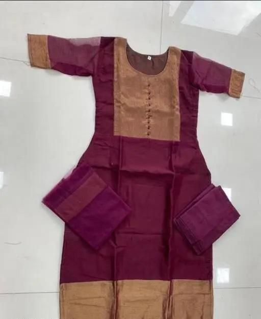 Premium Jacquard Chiffon Kurti Pant Set with Dupatta | Stitched Ethnic Wear for Women