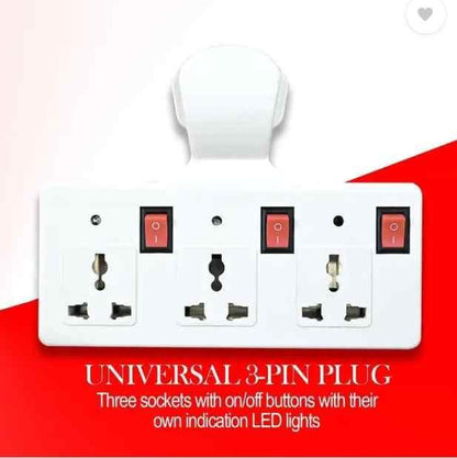 3 Pin Multi Plug Point Cordless Wall Socket Extension Board Electronics