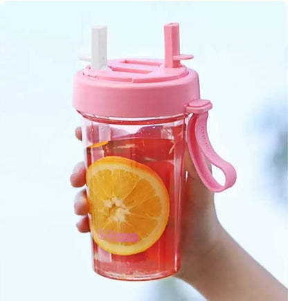 2 in 1 Water Bottle for hot and Cold Drinks with Double Straws and Cover 1000 ml Bottle Water Bottles