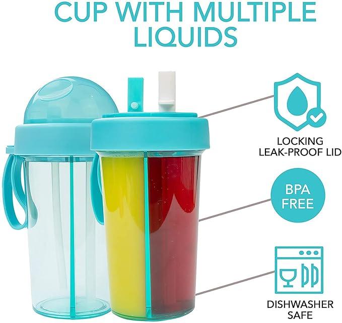 2 in 1 Water Bottle for hot and Cold Drinks with Double Straws and Cover 1000 ml Bottle Water Bottles
