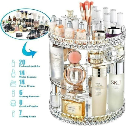 Makeup Organizer Adjustable 360 Rotation Box Case Home Organization