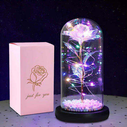 Rose Light Up Flower | LED Glass Rose with Lights Valentine's Day Gift Home Decor