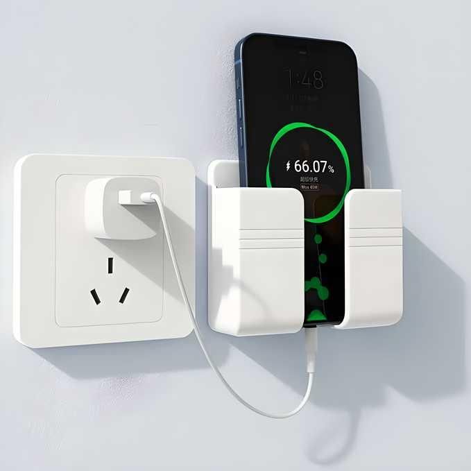Wall Mounted Mobile Holder With Adhesive Strips& Charging Holder Home Organization