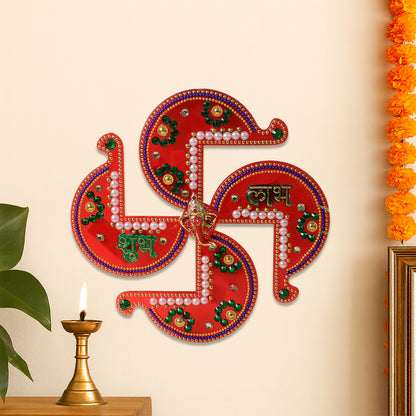 Acrylic Swastik Shubh Labh Wall Hanging (1 Pc) Home Decor