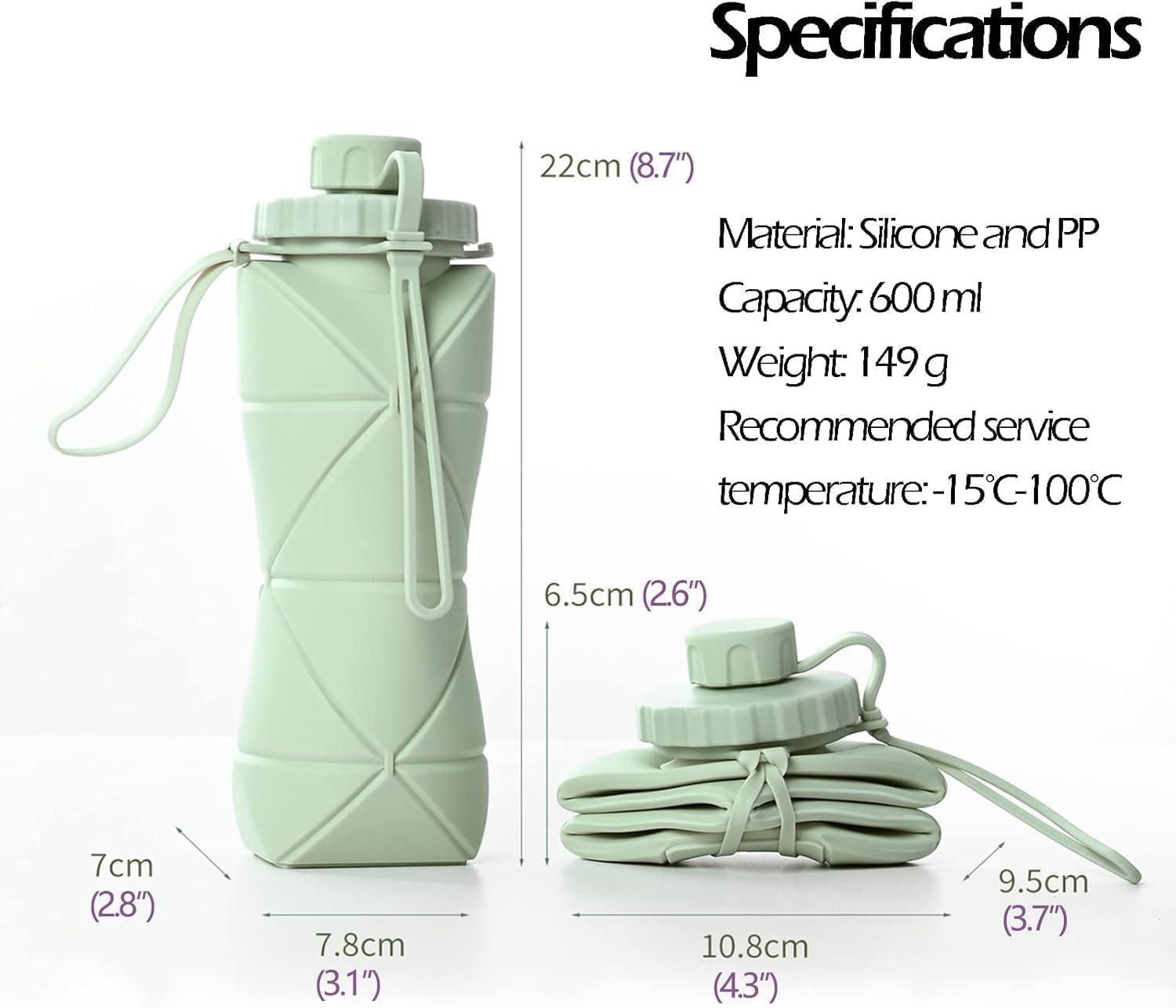Folding Silicone Water Bottle Outdoor Travel Portable Water Cup 600 Ml - Blue Water Bottles