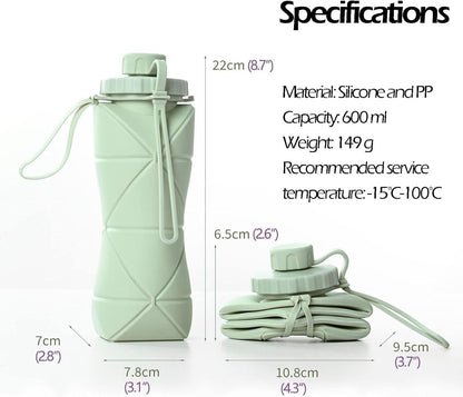 Folding Silicone Water Bottle Outdoor Travel Portable Water Cup 600 Ml - Blue Water Bottles