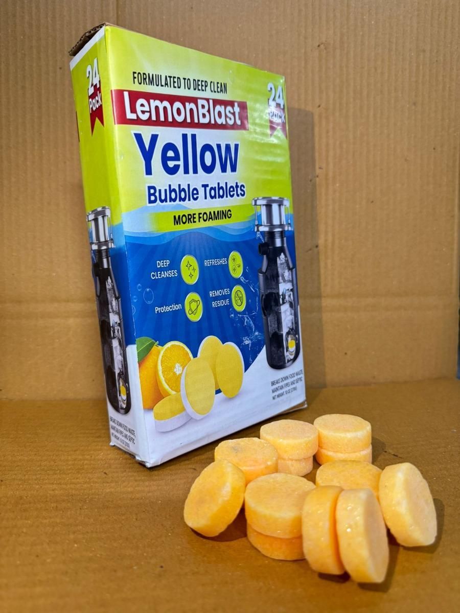 LemonBlast Yellow Bubble Tablets (24pc) Cleaning Supplies