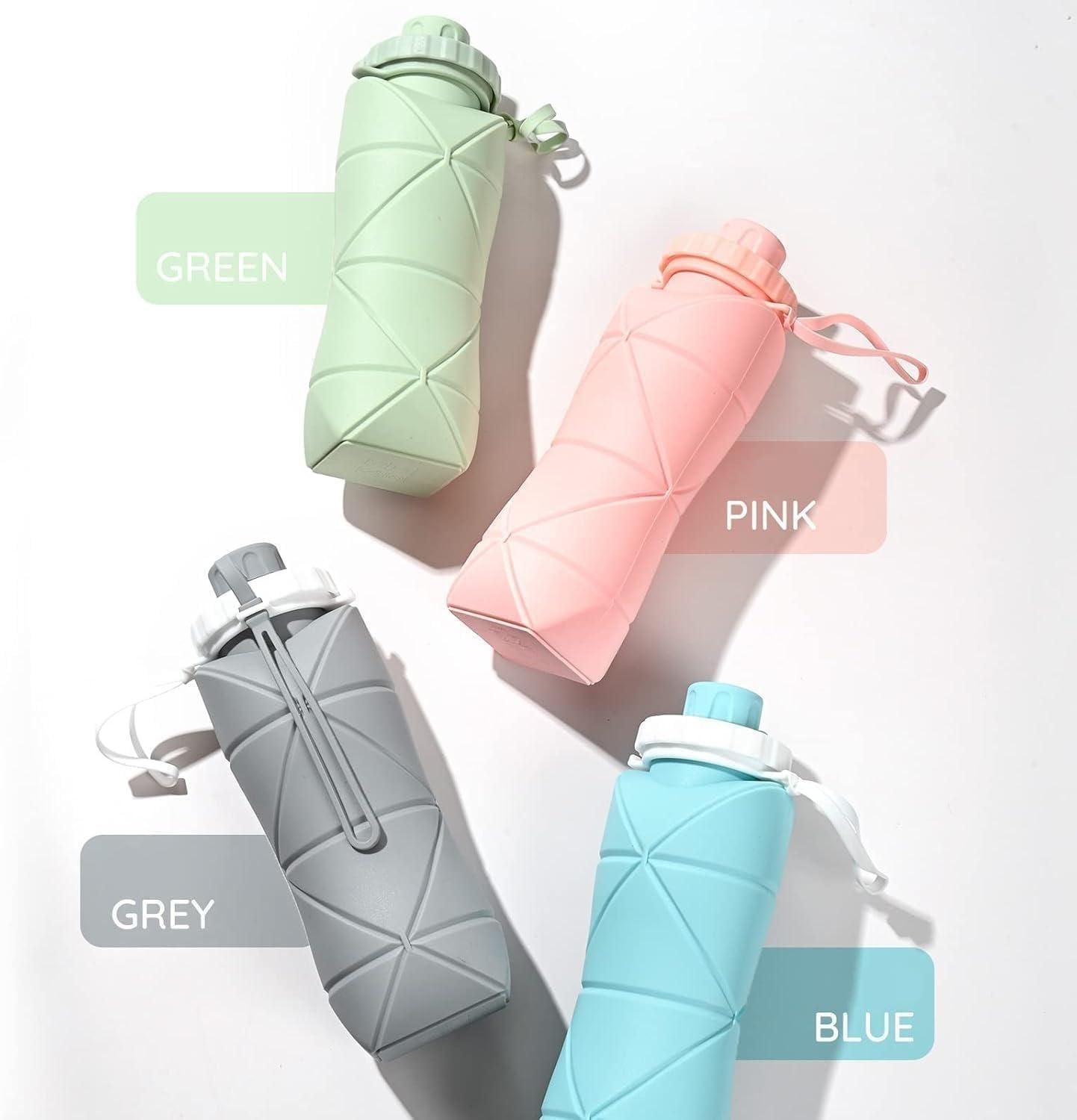 Folding Silicone Water Bottle Outdoor Travel Portable Water Cup 600 Ml - Blue Water Bottles