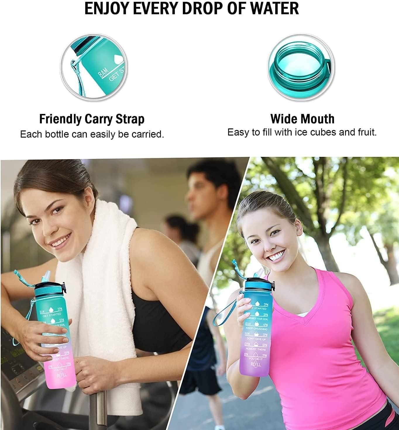 Unbreakable Water Bottle for Home with Motivational Time Marker Water Bottles