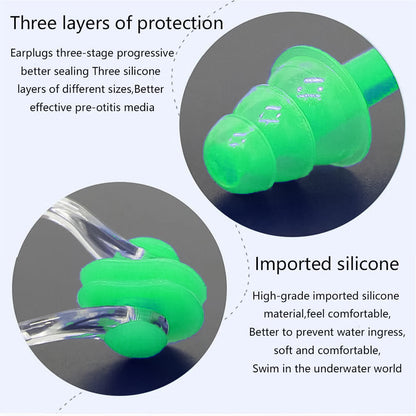 Swimming Earplugs And Nose Clip Set (3 Pc) Swimming Accessories