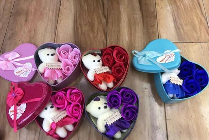 Bear Rose Gift Box | Teddy Bear with Artificial Roses Valentine's Day Gift Toys & Games