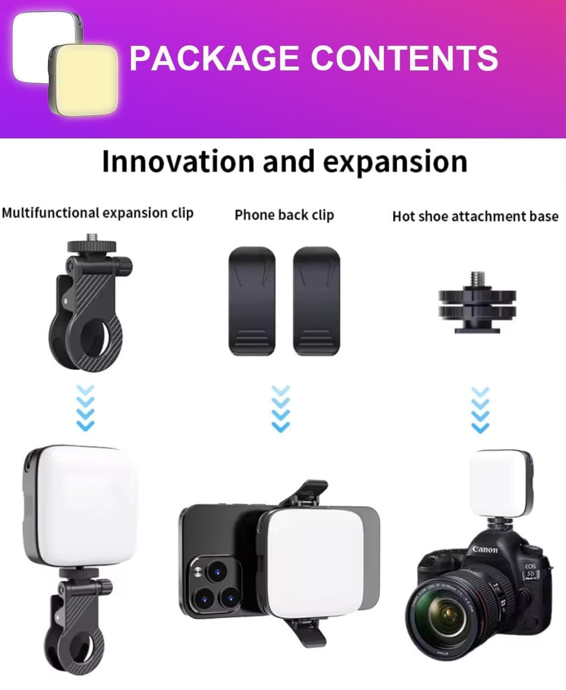 LED Video Light with Phone Holder Clip Camera Accessories