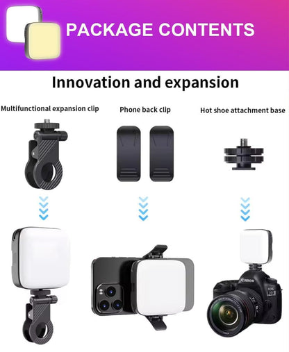 LED Video Light with Phone Holder Clip Camera Accessories