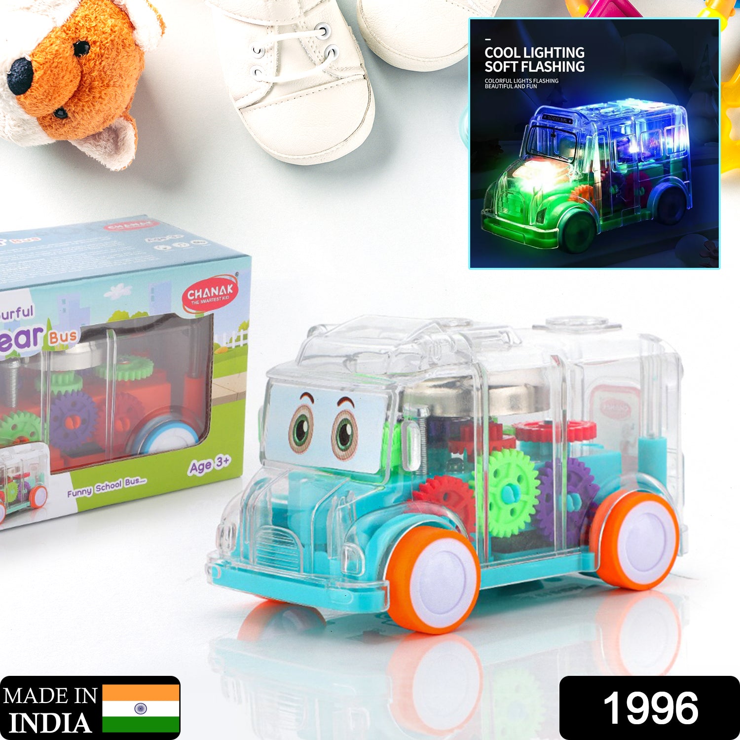 Transparent Musical Mini School Bus Toy For Kids Toys & Games