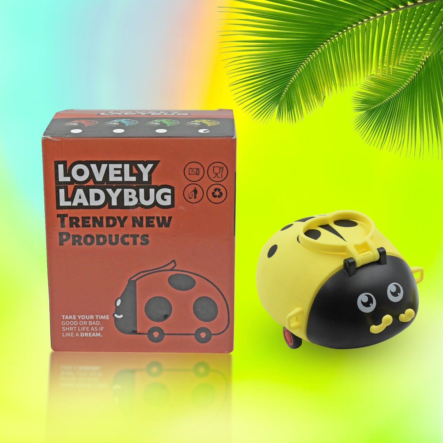 Cute Plastic Bug Shape Water Bottle With Adjustable Shoulder Strap 4 Wheel Water Bottle For Kids | Water Bottles