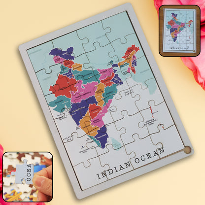 Wooden India Map Puzzle - (1 Set) Puzzle