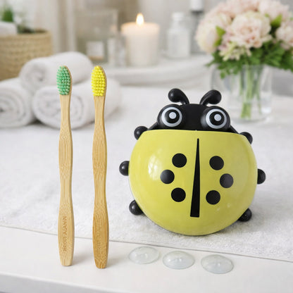 Cute Ladybug Toothbrush Holder With Toothbrush Combo Set oral care