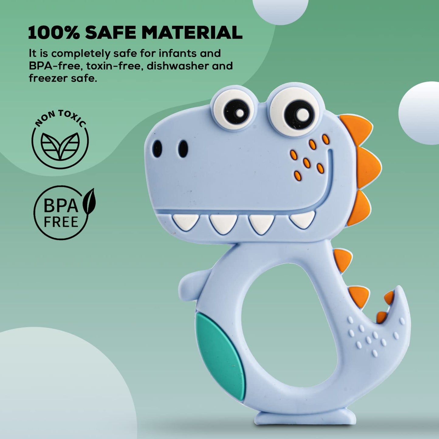 Silicone Dinosaur Teether For Baby (1 Pc Mix Design Color) Baby Products
