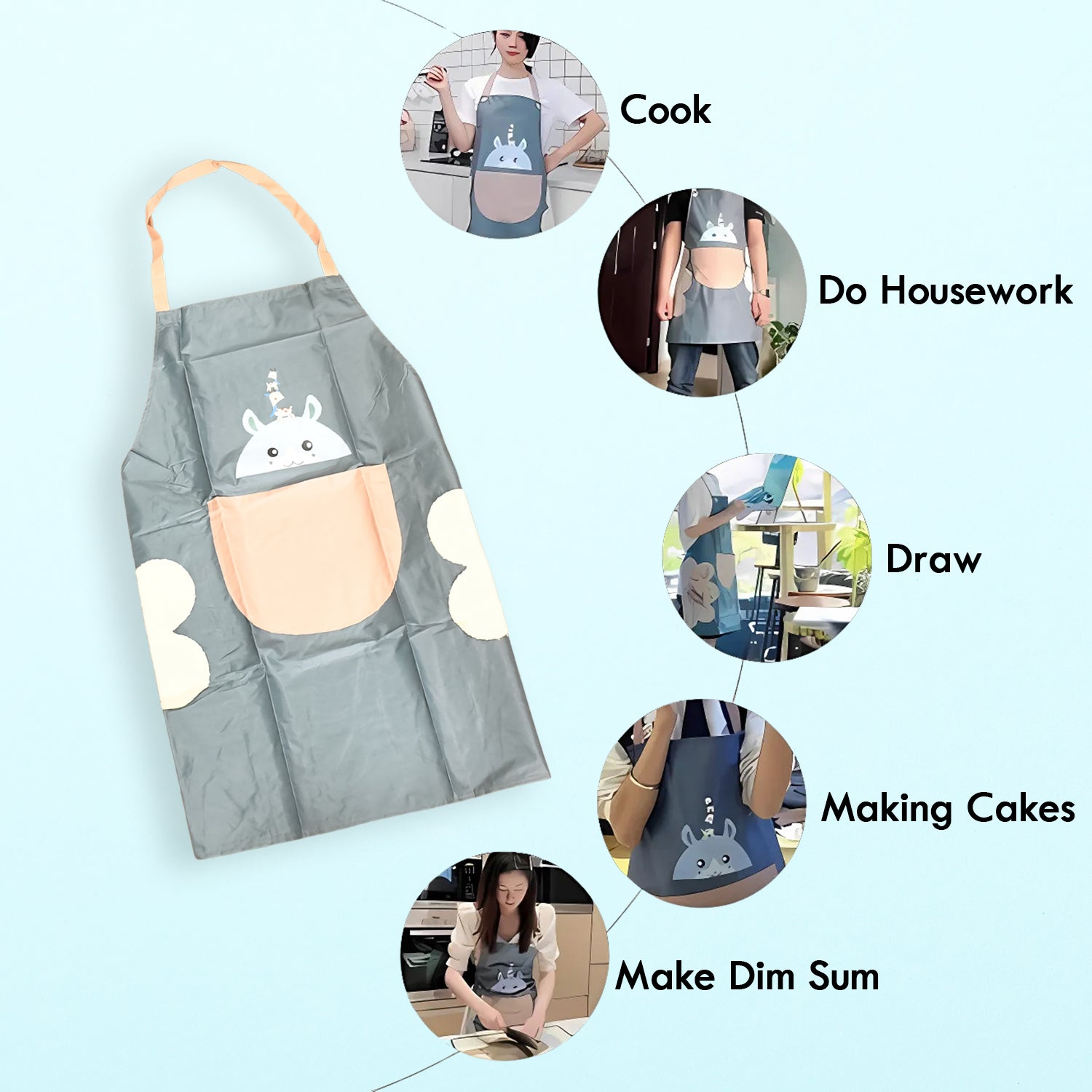 Cute Cartoon Animal Design Kitchen Apron (1 Pc) Aprons